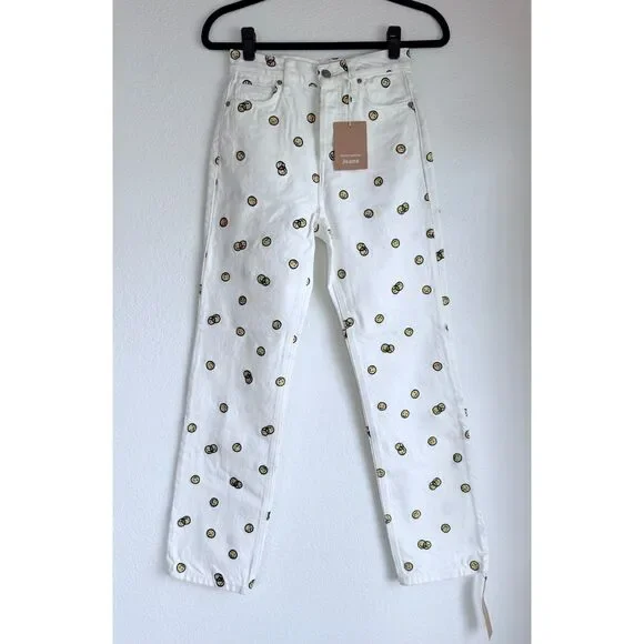 NWT Reformation Mixed Emotions High Rise Straight Leg Jeans in Vintage White 24